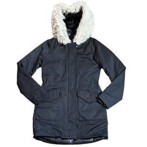 Abercrombie Ski Parka Women’s XS Black Faux Fur Hood Water & Wind Resistant